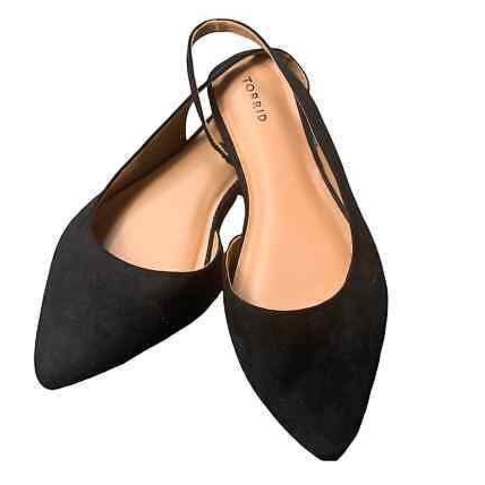 Torrid Black Pointed Toe Flats With Slingback